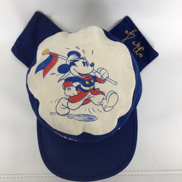 Vintage Walt Disney Productions Disneyland Hat Painters Neck Flap Mickey Mouse - Picture 2 of 16